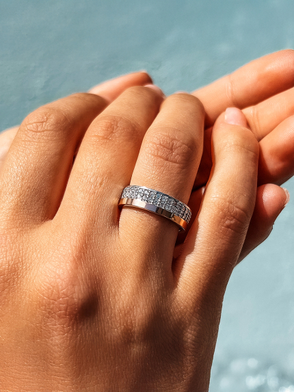 Каблучка фіаніт Срібло 925° золото 375° 000158к