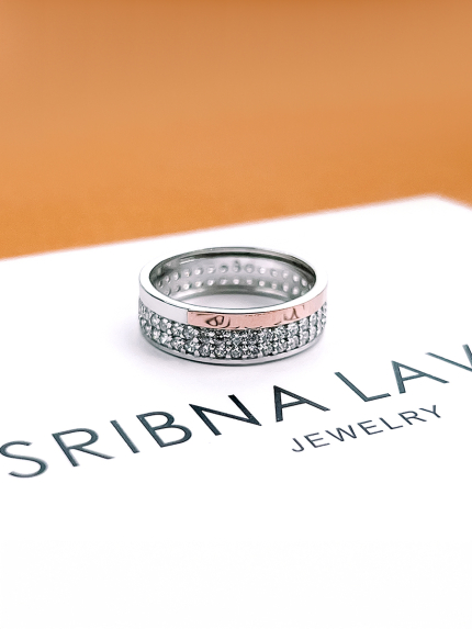 Каблучка фіаніт Срібло 925° золото 375° 000158к