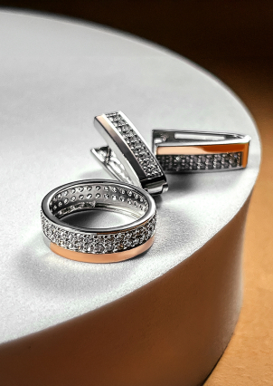 Каблучка фіаніт Срібло 925° золото 375° 000158к