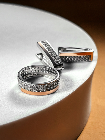 Каблучка фіаніт Срібло 925° золото 375° 000158к