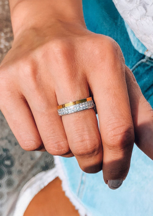 Каблучка фіаніт Срібло 925° золото 375° 000158к