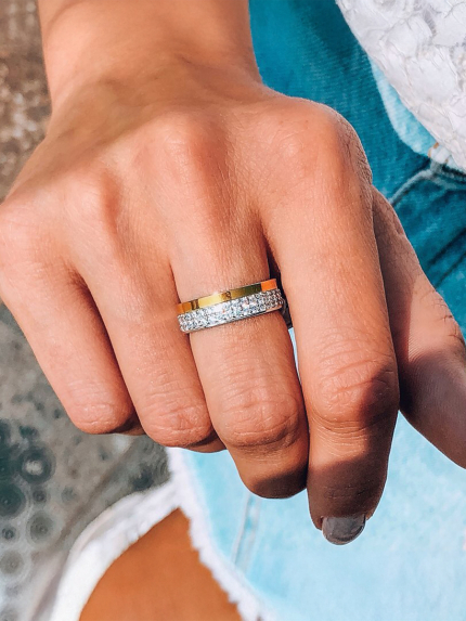 Каблучка фіаніт Срібло 925° золото 375° 000158к