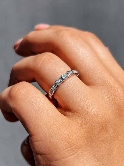 Pierścionek Fianit (AAAA) Srebro 925° (rod) 957814