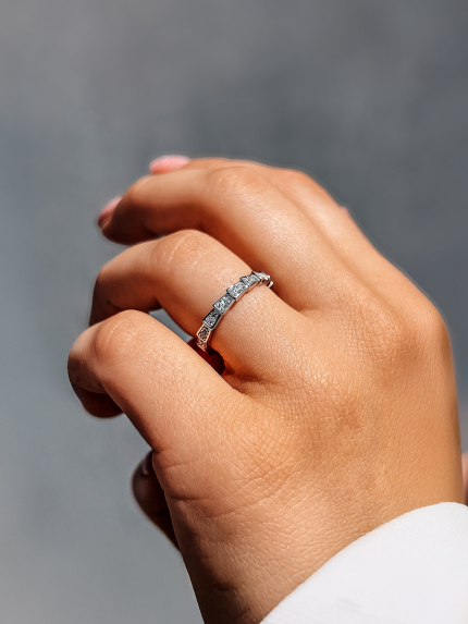 Pierścionek Fianit (AAAA) Srebro 925° (rod) 957814