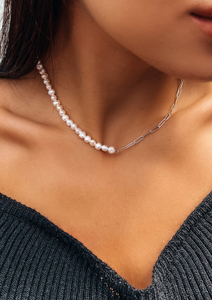 Кольє перлина Срібло 925° (родій) GPB01K