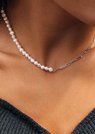 Кольє перлина Срібло 925° (родій) GPB01K