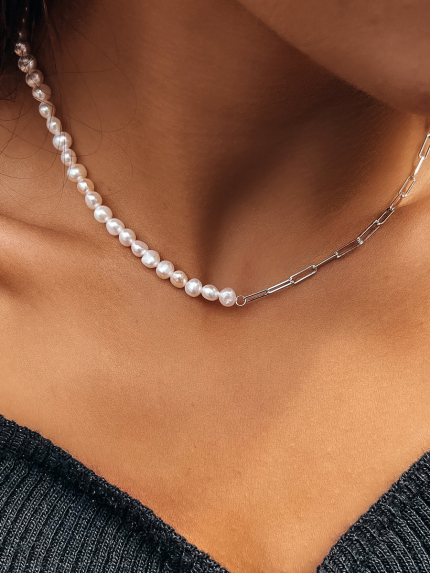 Кольє перлина Срібло 925° (родій) GPB01K