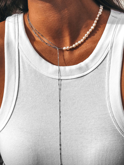 Кольє перлина Срібло 925° (родій) GPB01K