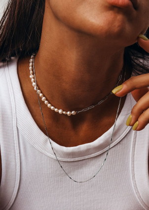 Кольє перлина Срібло 925° (родій) GPB01K