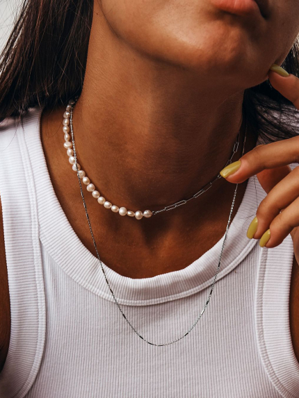 Кольє перлина Срібло 925° (родій) GPB01K