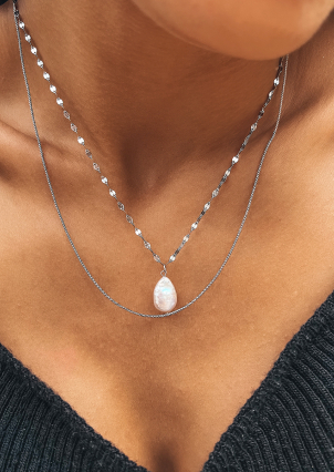 Кольє перлина Срібло 925° (родій) ZGPN15P