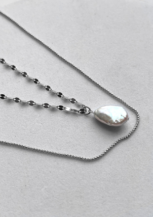 Кольє перлина Срібло 925° (родій) ZGPN15P