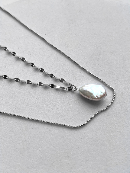 Кольє перлина Срібло 925° (родій) ZGPN15P