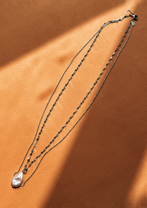 Кольє перлина Срібло 925° (родій) ZGPN15P