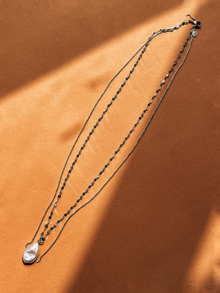 Кольє перлина Срібло 925° (родій) ZGPN15P