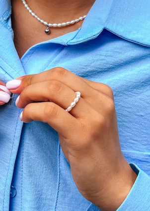 Каблучка перлина Срібло 925° (родій) GRP05M