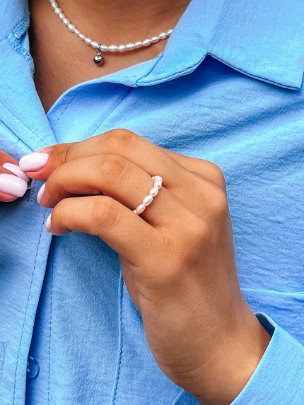 Каблучка перлина Срібло 925° (родій) GRP05M