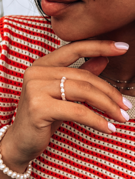 Каблучка перлина Срібло 925° (родій) GRP05M