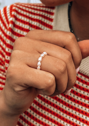 Каблучка перлина Срібло 925° (родій) GRP05M