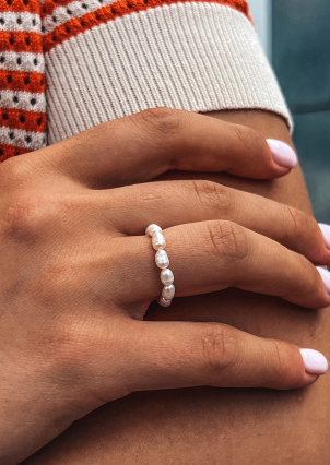 Каблучка перлина Срібло 925° (родій) GRP05M