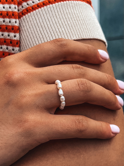 Каблучка перлина Срібло 925° (родій) GRP05M