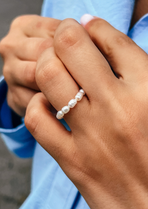 Каблучка перлина Срібло 925° (родій) GRP05M