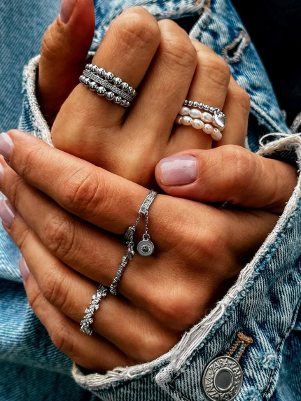 Каблучка перлина Срібло 925° (родій) GRP05M