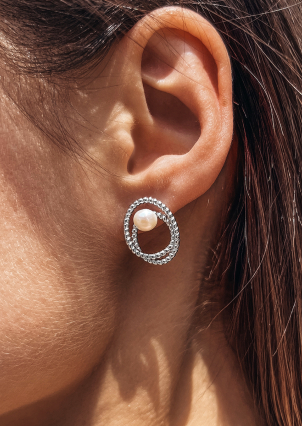 Kolczyki z perełkami Srebro 925° (rod) 957868