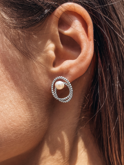 Kolczyki z perełkami Srebro 925° (rod) 957868