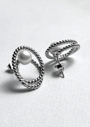 Kolczyki z perełkami Srebro 925° (rod) 957868