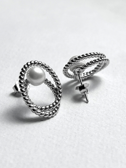 Kolczyki z perełkami Srebro 925° (rod) 957868