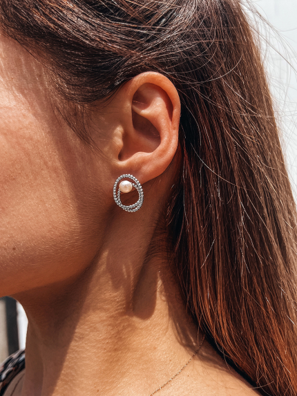 Kolczyki z perełkami Srebro 925° (rod) 957868