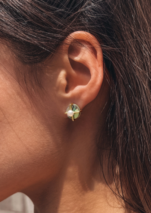 Сережки перлина Срібло 925° (позолота) 957869