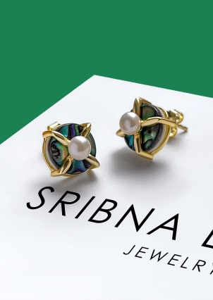 Сережки перлина Срібло 925° (позолота) 957869