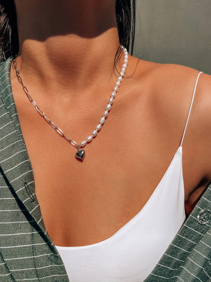 Кольє перлина Срібло 925° (родій) 957903