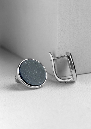 Сережки авантюрин Срібло 925° (родій) 9520375