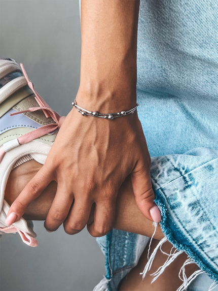 Браслет без вставок Срібло 925° (родій) 550256