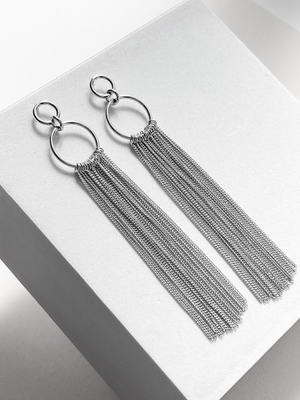 Сережки без вставок Срібло 925° (родій) 957909