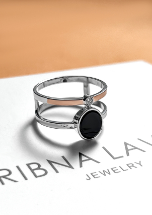 Каблучка онікс Срібло 925° золото 375° 690к