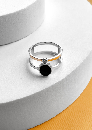 Каблучка онікс Срібло 925° золото 375° 690к