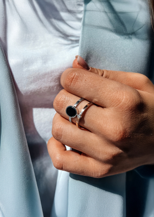 Каблучка онікс Срібло 925° золото 375° 690к