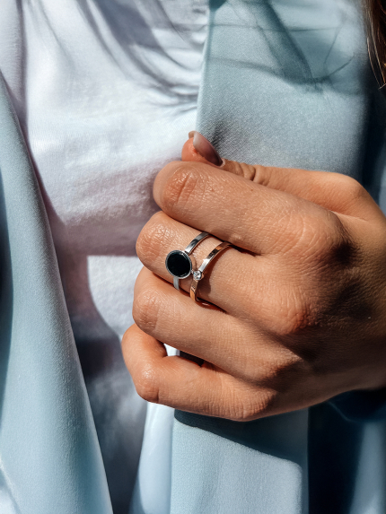 Каблучка онікс Срібло 925° золото 375° 690к