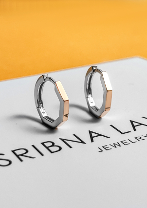 Сережки без вставок Срібло 925° золото 375° 621с