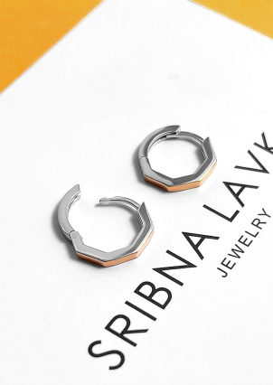 Сережки без вставок Срібло 925° золото 375° 621с