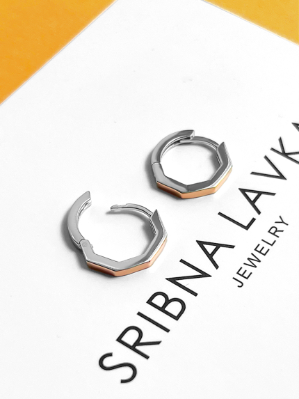 Сережки без вставок Срібло 925° золото 375° 621с