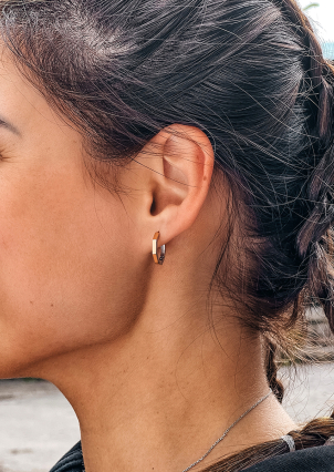 Сережки без вставок Срібло 925° золото 375° 621с