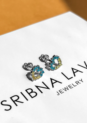 Сережки фіаніт Срібло 925° (родій) 101с