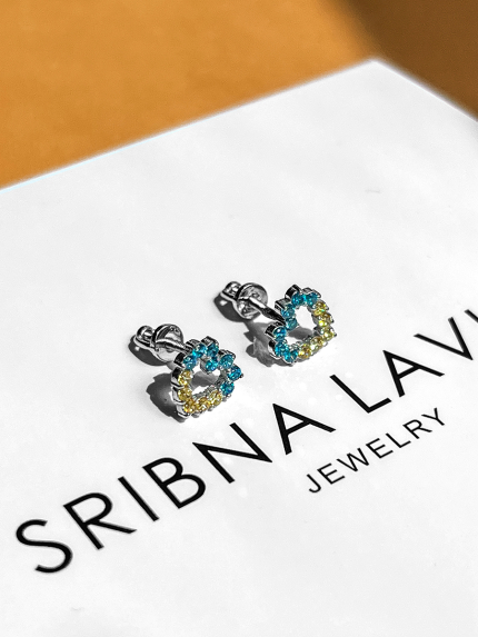 Сережки фіаніт Срібло 925° (родій) 101с