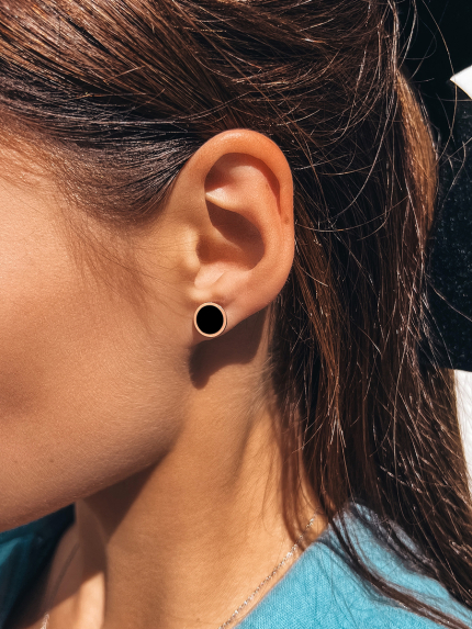 Enamel earrings Silver 925° gold 375° 100917h