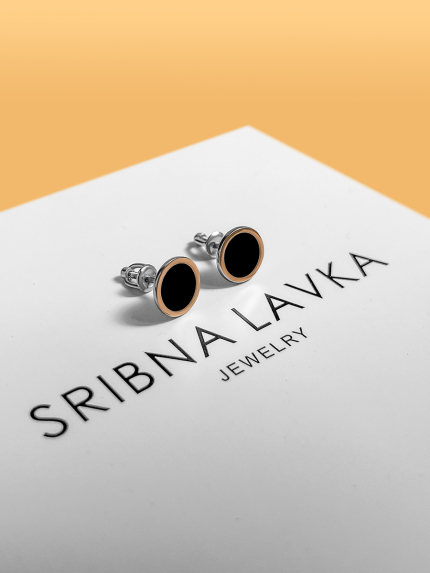 Enamel earrings Silver 925° gold 375° 100917h